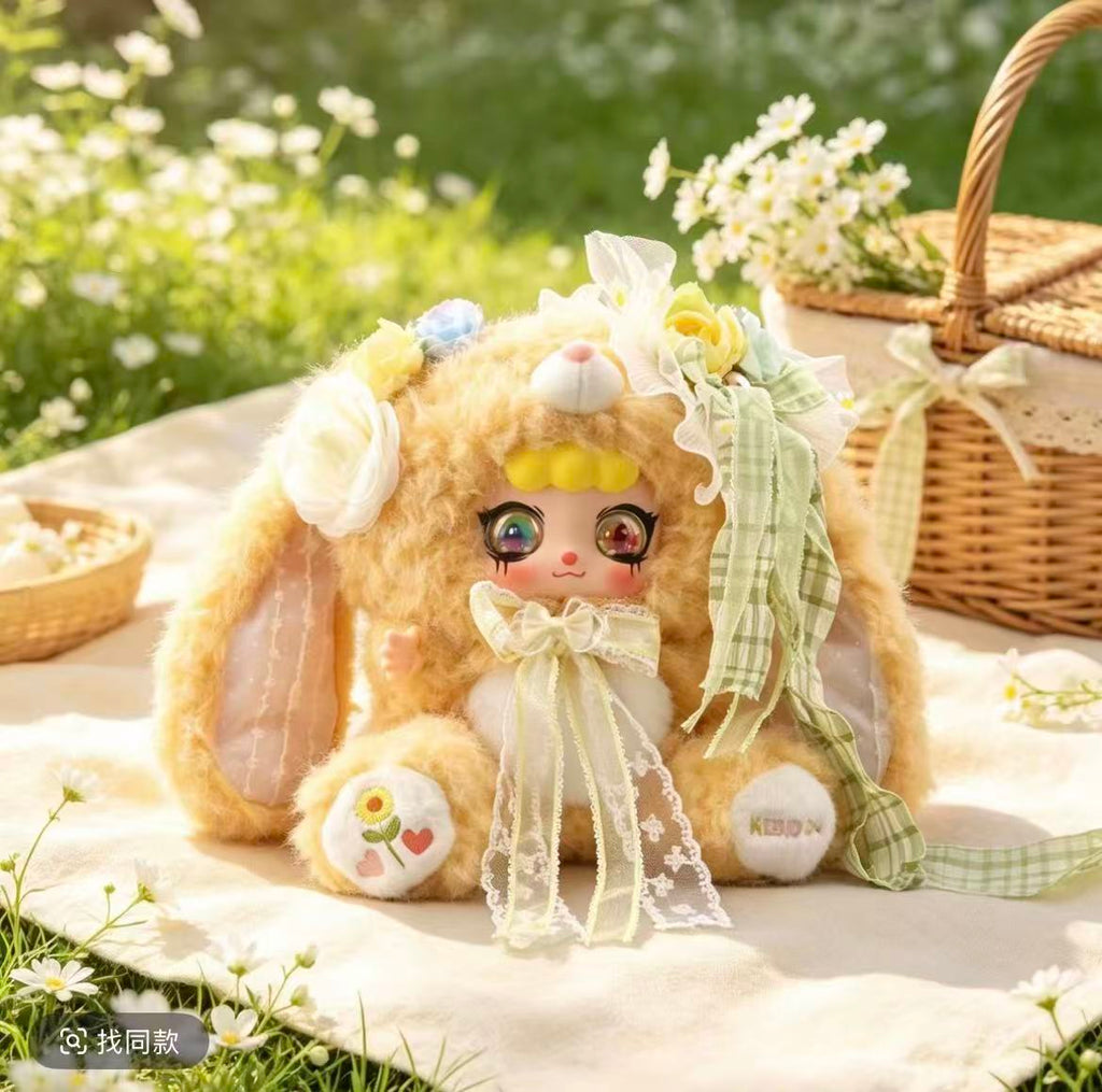 Kebi Dou- Milk Cream Rabbit Sauce 600% Three Generations Of Flower Rabbit Language Plush Blind Box