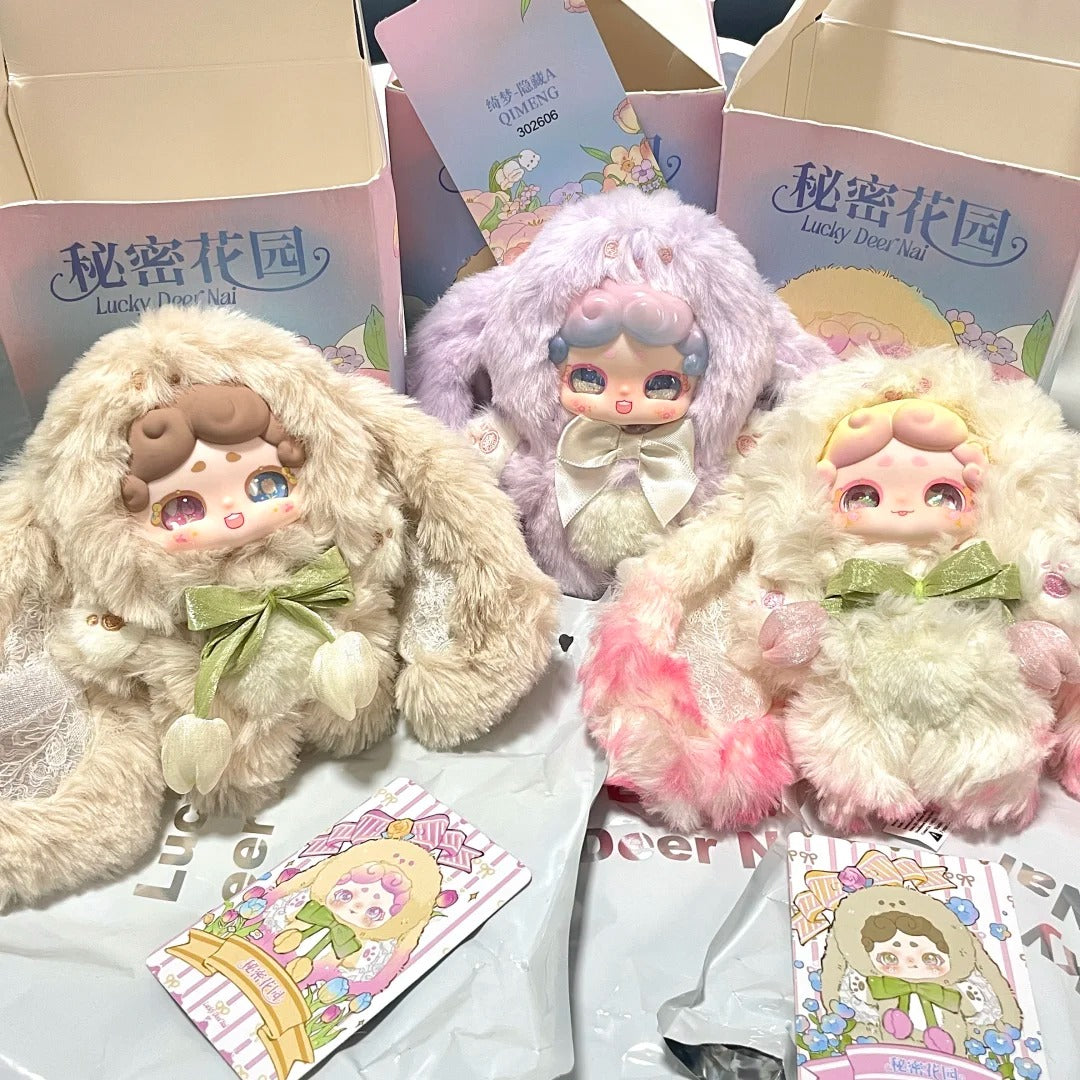 Lucky Deer Nai Goodnight Bunny Generation 2:Secret Garden Plush Blind Box - Adorable Figurine Doll Charms Cute Pendant Gifts Collectible Stuffed Toys for All Perfect as Decor or Presents